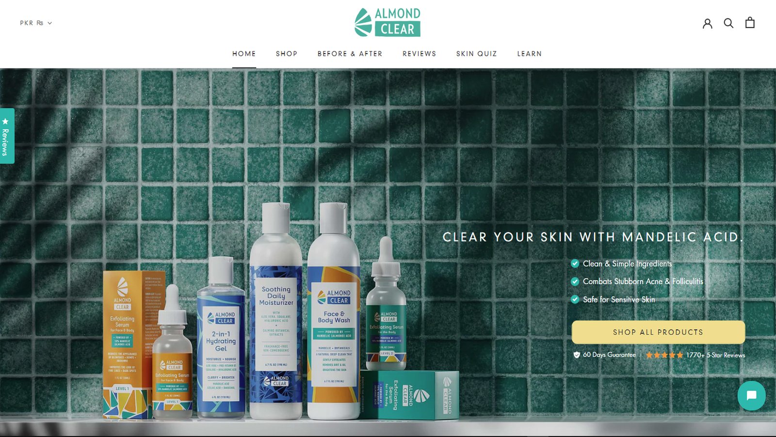 Almond Clear Skincare E-Commerce Platform Development